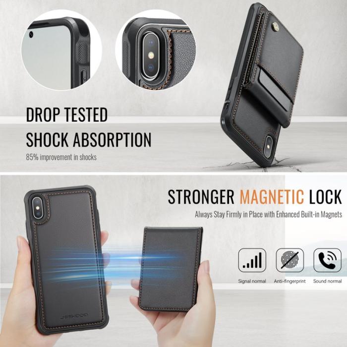 JEEHOOD - JEEHOOD J06 iPhone XS/X Skal med kortfack RFID-skydd - Svart