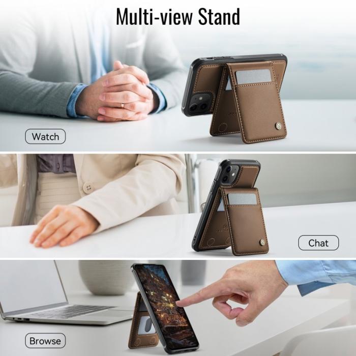 JEEHOOD - JEEHOOD J06 Läderfodral för iPhone 12 Pro/12 6.1 tum - Brun