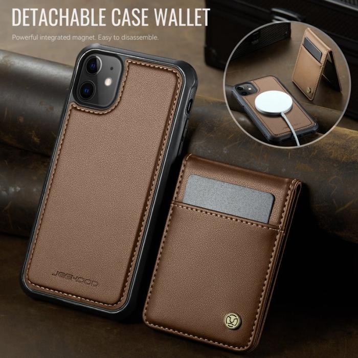 JEEHOOD - JEEHOOD J06 Läderfodral för iPhone 12 Pro/12 6.1 tum - Brun