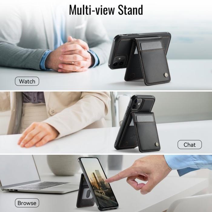 JEEHOOD - JEEHOOD J06 Läderfodral för iPhone 12 Pro/12 6.1 tum - Svart