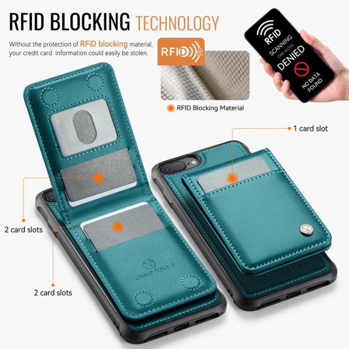 JEEHOOD - JEEHOOD J06 Läderfodral för iPhone 8 Plus/7 Plus - Blå