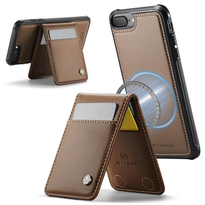 JEEHOOD - JEEHOOD J06 Läderfodral för iPhone 8 Plus/7 Plus - Brun