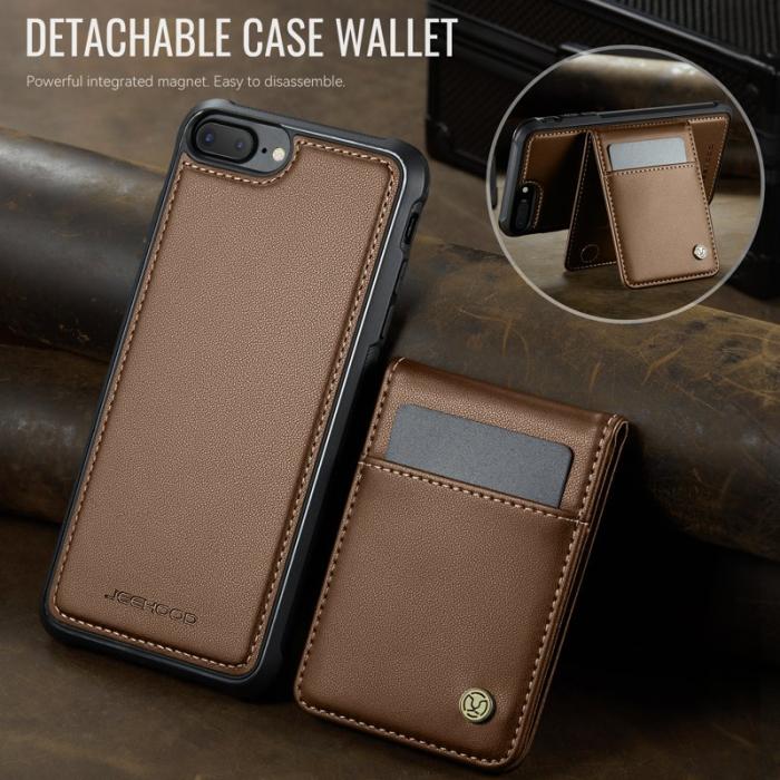JEEHOOD - JEEHOOD J06 Läderfodral för iPhone 8 Plus/7 Plus - Brun