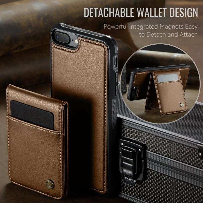 JEEHOOD - JEEHOOD J06 Läderfodral för iPhone 8 Plus/7 Plus - Brun