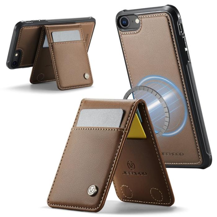 JEEHOOD - JEEHOOD J06 Läderfodral för iPhone 8/SE 2020/SE 2022 - Brun