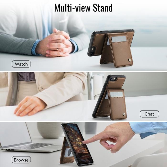 JEEHOOD - JEEHOOD J06 Läderfodral för iPhone 8/SE 2020/SE 2022 - Brun