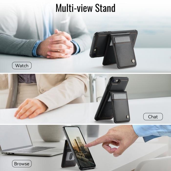 JEEHOOD - JEEHOOD J06 Läderfodral för iPhone 8/SE 2020/SE 2022 - Svart