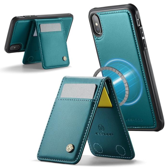 JEEHOOD - JEEHOOD J06 Läderfodral för iPhone XS/X - Blå med kortfack