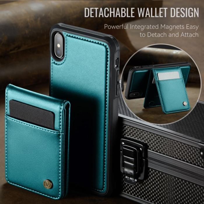 JEEHOOD - JEEHOOD J06 Läderfodral för iPhone XS/X - Blå med kortfack