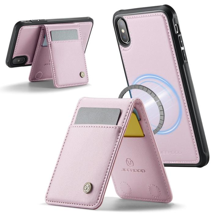 JEEHOOD - JEEHOOD J06 Läderfodral för iPhone XS/X - Rosa med kortfack