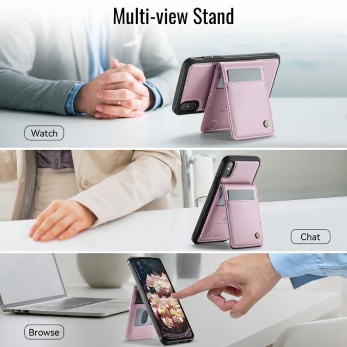 JEEHOOD - JEEHOOD J06 Läderfodral för iPhone XS/X - Rosa med kortfack