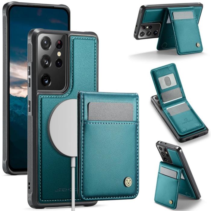 JEEHOOD - JEEHOOD J06 Läderfodral för Samsung Galaxy S21 Ultra 5G - Blå