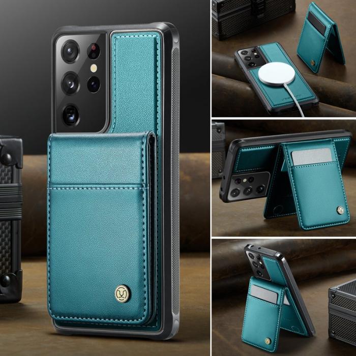 JEEHOOD - JEEHOOD J06 Läderfodral för Samsung Galaxy S21 Ultra 5G - Blå