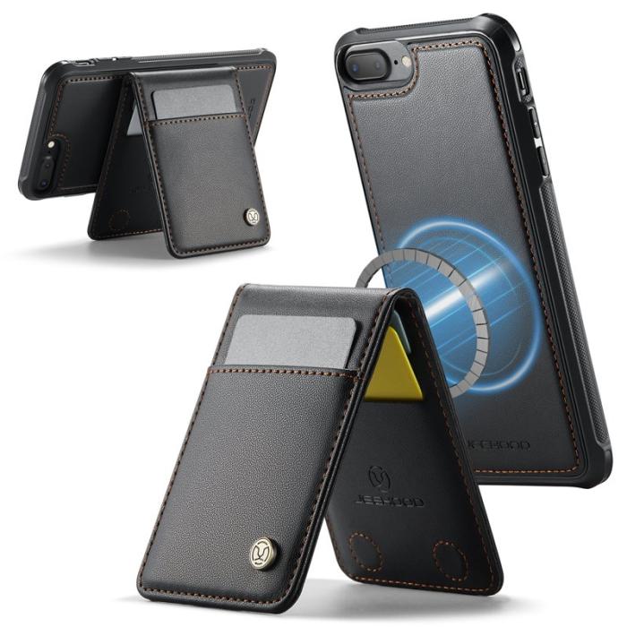 JEEHOOD - JEEHOOD J06 Läderfodral i svart för iPhone 8 Plus/7 Plus