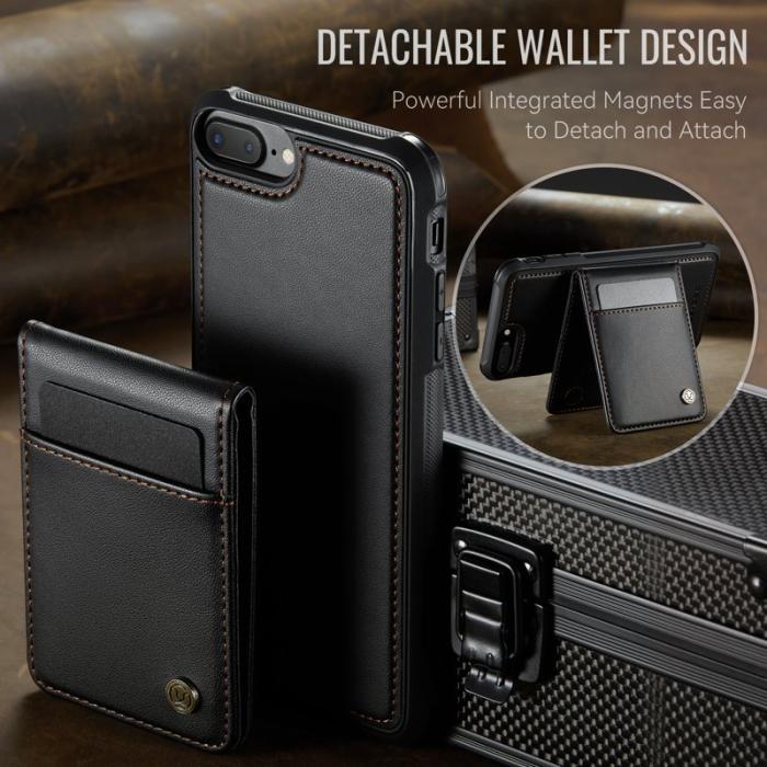 JEEHOOD - JEEHOOD J06 Läderfodral i svart för iPhone 8 Plus/7 Plus