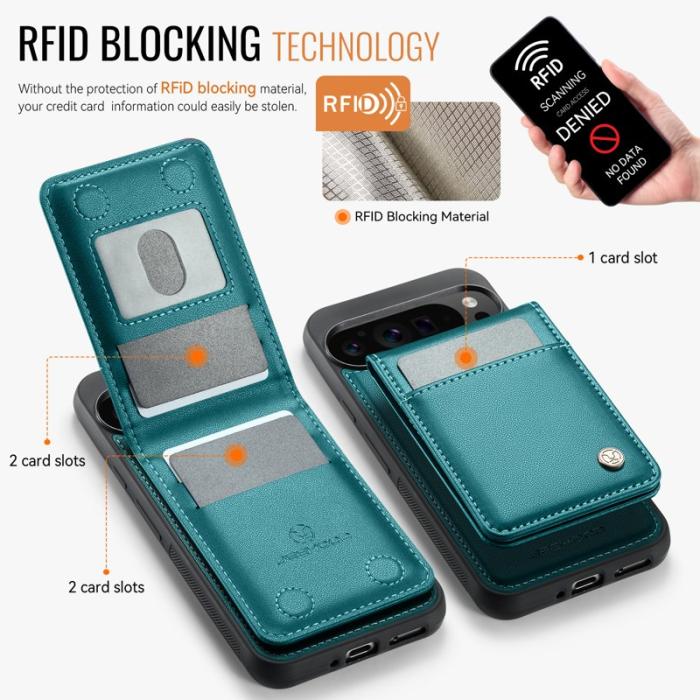 JEEHOOD - JEEHOOD J06 Läderfodral till Google Pixel 9 Pro XL - Blå