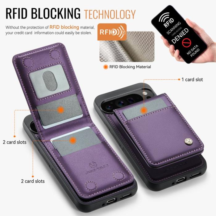 JEEHOOD - JEEHOOD J06 Läderfodral till Google Pixel 9 Pro XL - Lila