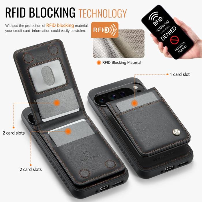 JEEHOOD - JEEHOOD J06 Läderfodral till Google Pixel 9 Pro XL - Svart