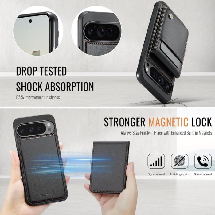 JEEHOOD - JEEHOOD J06 Läderfodral till Google Pixel 9 Pro XL - Svart