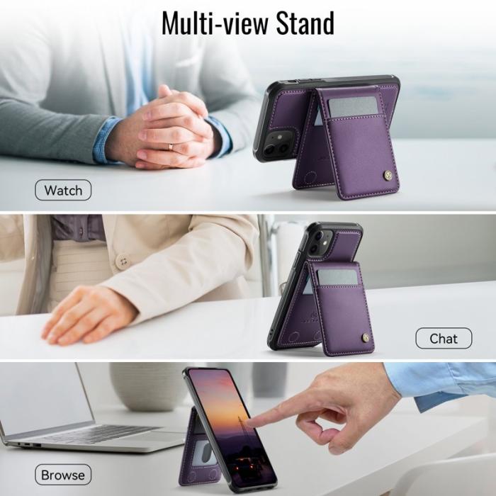 JEEHOOD - JEEHOOD J06 Läderfodral till iPhone 12 Pro 6.1 tum - Lila