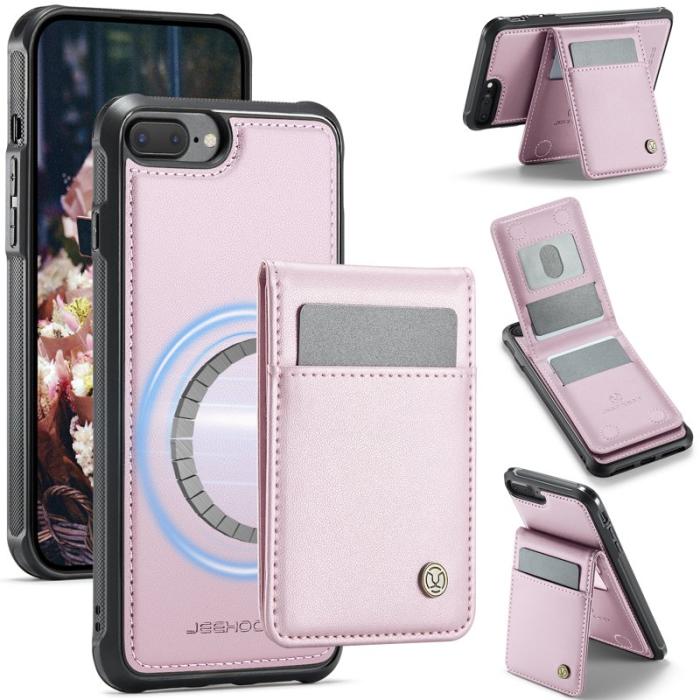 JEEHOOD - JEEHOOD J06 Läderfodral till iPhone 8 Plus/7 Plus - Rosa