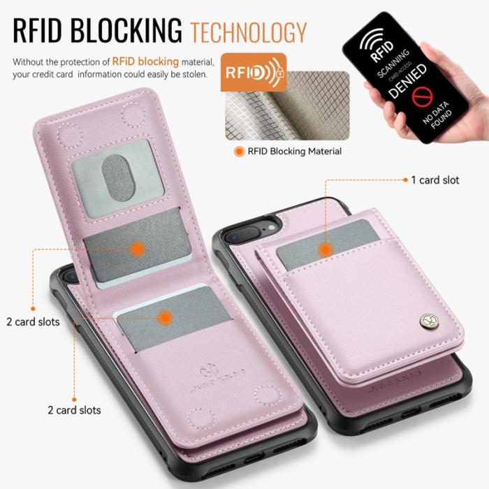 JEEHOOD - JEEHOOD J06 Läderfodral till iPhone 8 Plus/7 Plus - Rosa