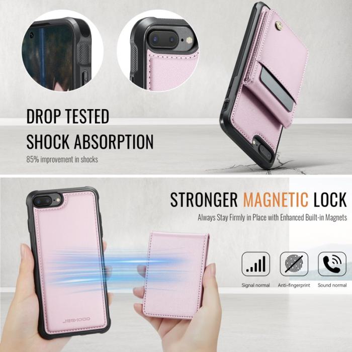 JEEHOOD - JEEHOOD J06 Läderfodral till iPhone 8 Plus/7 Plus - Rosa