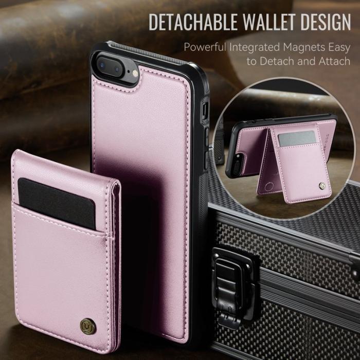 JEEHOOD - JEEHOOD J06 Läderfodral till iPhone 8 Plus/7 Plus - Rosa