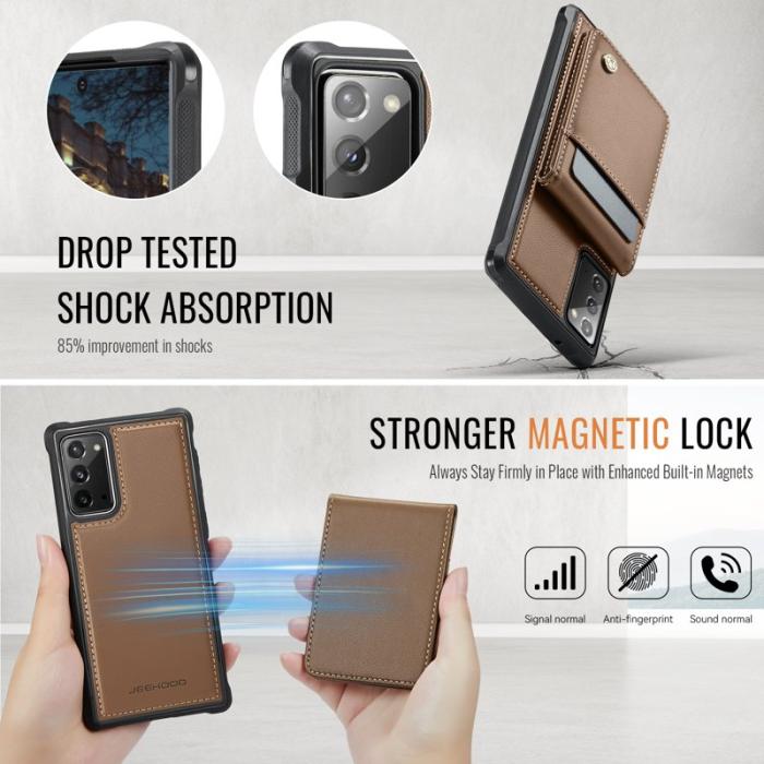 JEEHOOD - JEEHOOD J06 Läderfodral till Samsung Galaxy Note20 - Brun