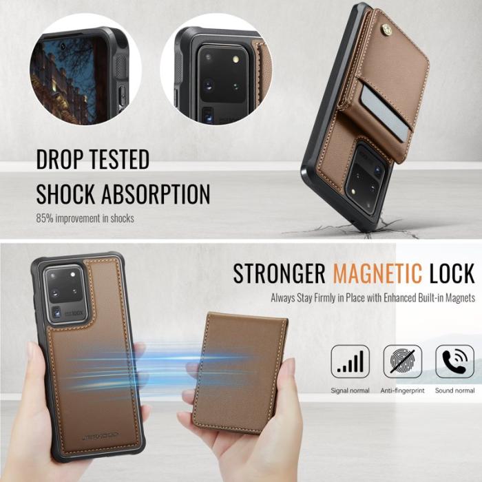 JEEHOOD - JEEHOOD J06 Läderfodral till Samsung Galaxy S20 Ultra - Brun