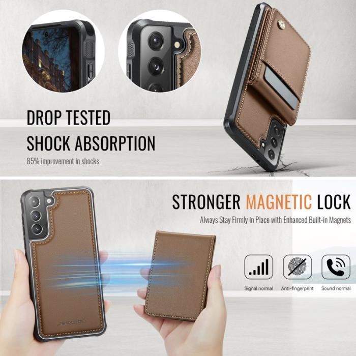 JEEHOOD - JEEHOOD J06 Läderfodral till Samsung Galaxy S21+ 5G - Brun