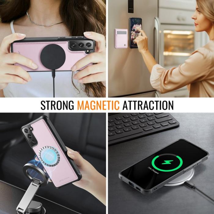 JEEHOOD - JEEHOOD J06 Läderfodral till Samsung Galaxy S21+ 5G - Rosa