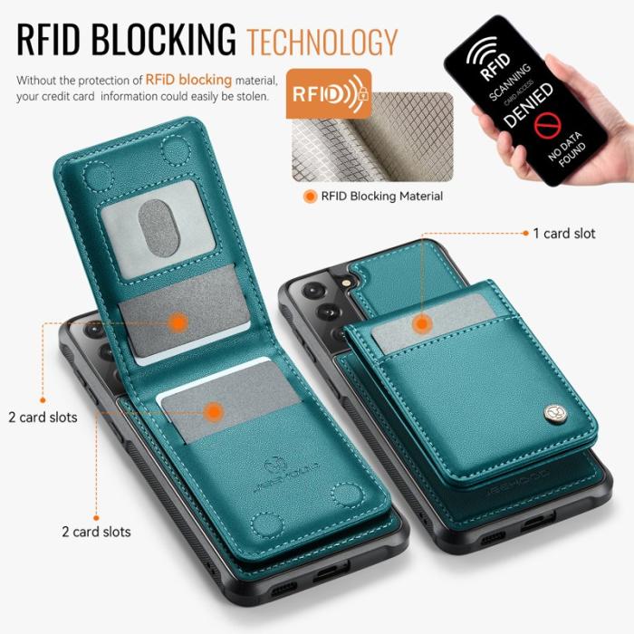 JEEHOOD - JEEHOOD J06 Läderfodral till Samsung Galaxy S21 FE 5G - Blå