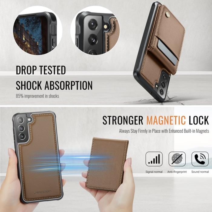 JEEHOOD - JEEHOOD J06 Läderfodral till Samsung Galaxy S21 FE 5G - Brun