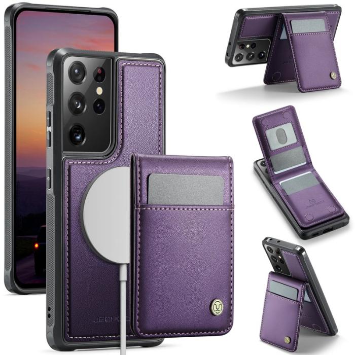 JEEHOOD - JEEHOOD J06 Konstläder fodral till Samsung Galaxy S21 Ultra 5G - Lila