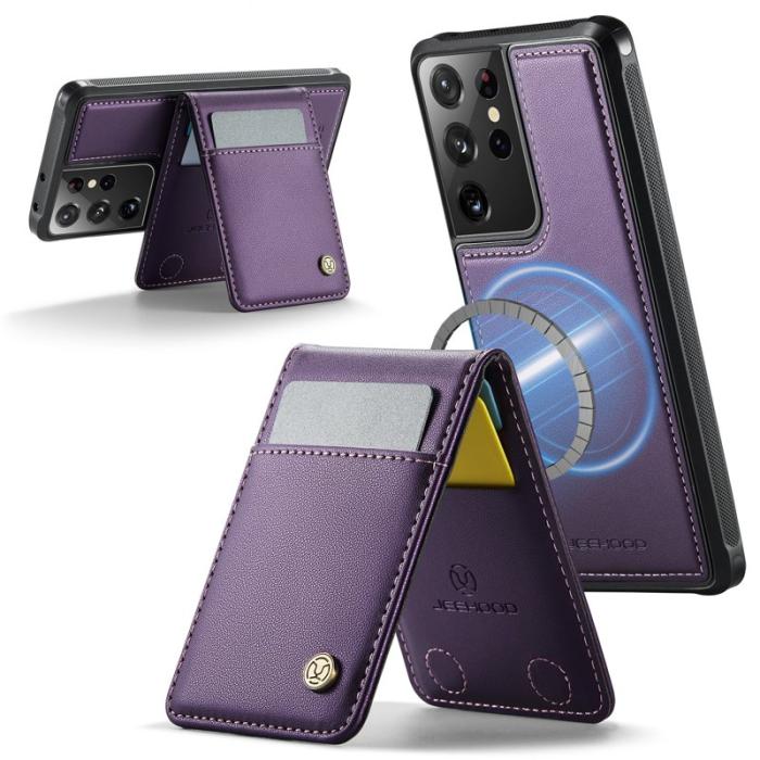 JEEHOOD - JEEHOOD J06 Konstläder fodral till Samsung Galaxy S21 Ultra 5G - Lila