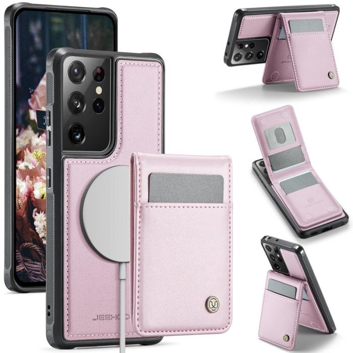 JEEHOOD - JEEHOOD J06 Läderfodral till Samsung Galaxy S21 Ultra 5G - Rosa