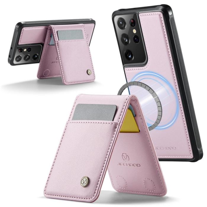 JEEHOOD - JEEHOOD J06 Läderfodral till Samsung Galaxy S21 Ultra 5G - Rosa