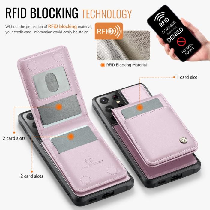 JEEHOOD - JEEHOOD J06 Läderfodral till Samsung Galaxy S21 Ultra 5G - Rosa