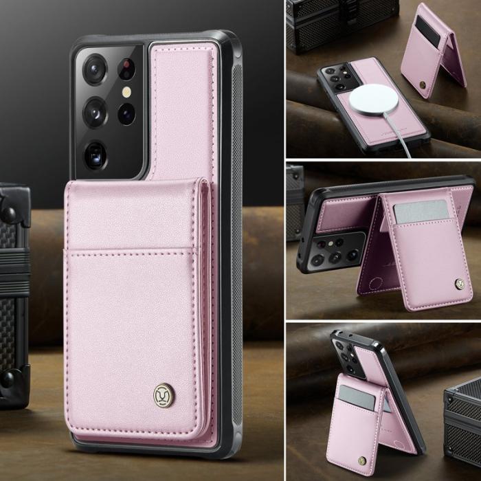 JEEHOOD - JEEHOOD J06 Läderfodral till Samsung Galaxy S21 Ultra 5G - Rosa