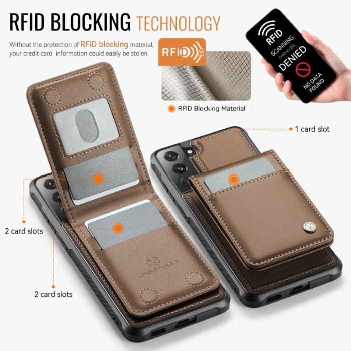 JEEHOOD - JEEHOOD J06 Läderfodral till Samsung Galaxy S22+ 5G - Brun