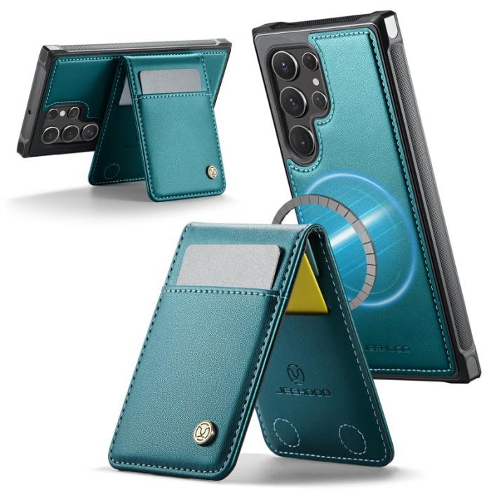 JEEHOOD - JEEHOOD J06 Läderfodral till Samsung Galaxy S22 Ultra 5G - Blå