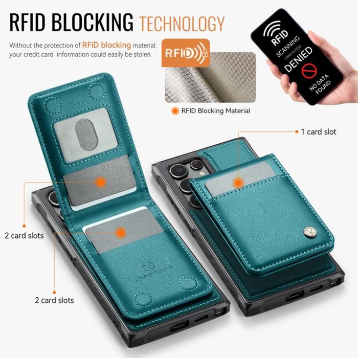 JEEHOOD - JEEHOOD J06 Läderfodral till Samsung Galaxy S22 Ultra 5G - Blå