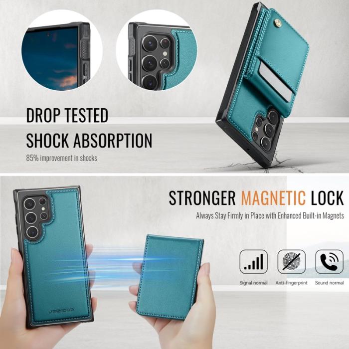 JEEHOOD - JEEHOOD J06 Läderfodral till Samsung Galaxy S22 Ultra 5G - Blå