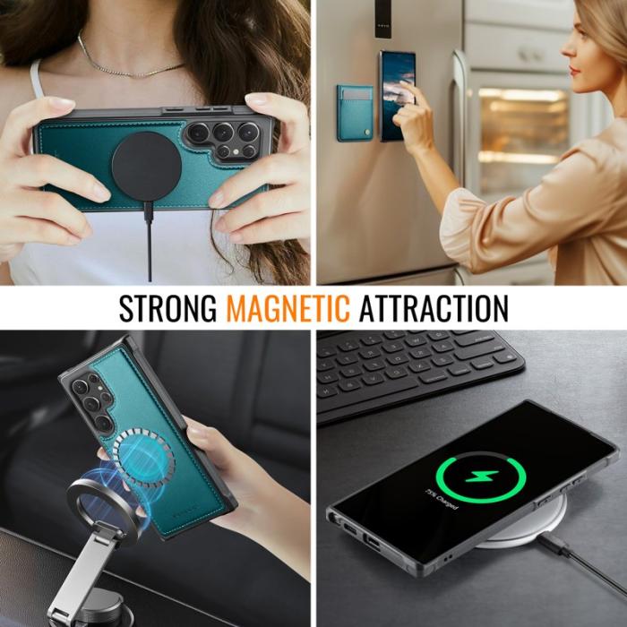 JEEHOOD - JEEHOOD J06 Läderfodral till Samsung Galaxy S22 Ultra 5G - Blå