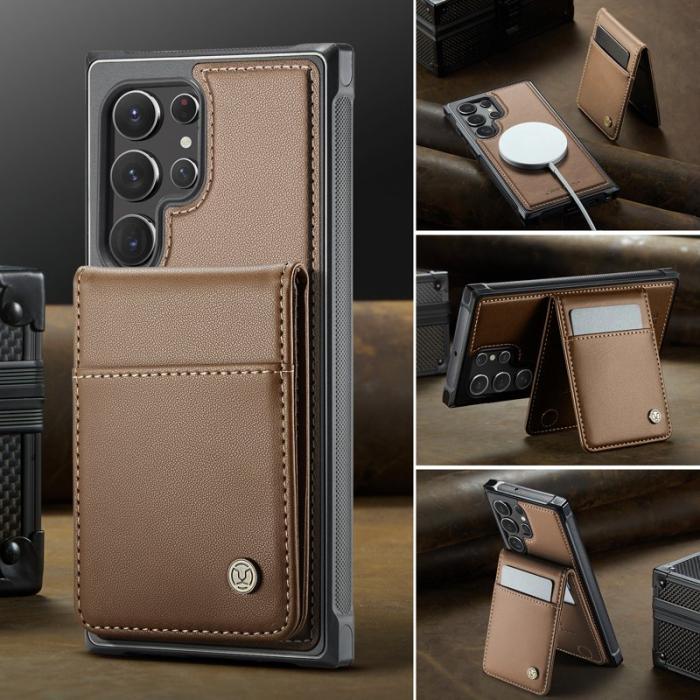 JEEHOOD - JEEHOOD J06 Läderfodral till Samsung Galaxy S22 Ultra 5G - Brun