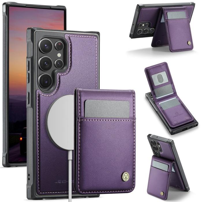 JEEHOOD - JEEHOOD J06 Läderfodral till Samsung Galaxy S22 Ultra 5G - Lila