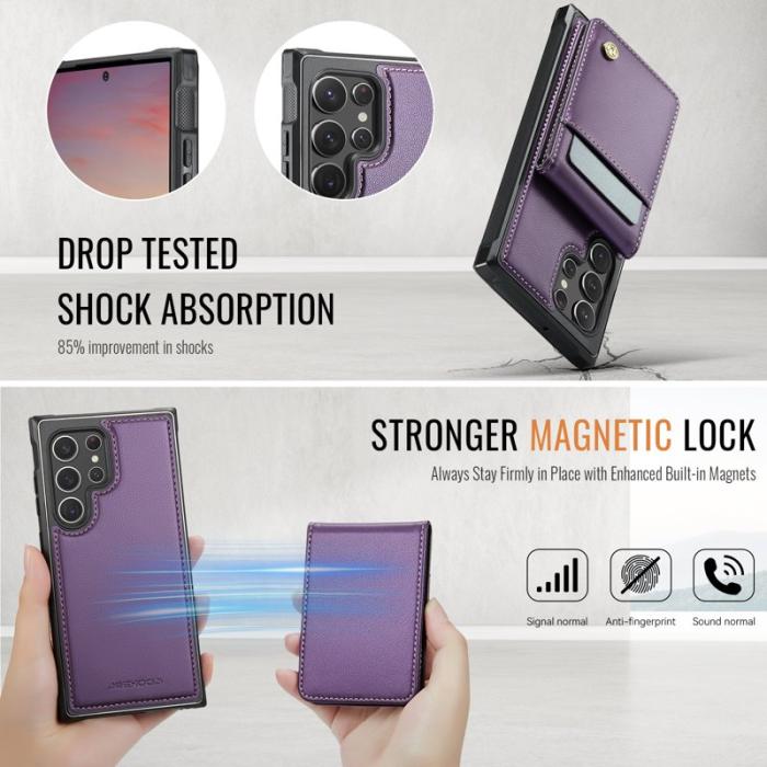 JEEHOOD - JEEHOOD J06 Läderfodral till Samsung Galaxy S22 Ultra 5G - Lila