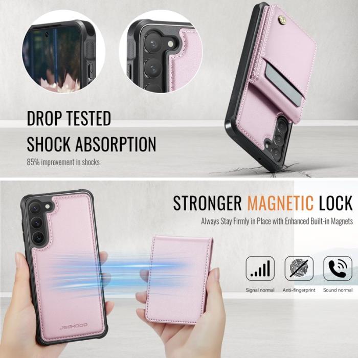 JEEHOOD - JEEHOOD J06 Konstläder fodral till Samsung Galaxy S23+ - Rosa