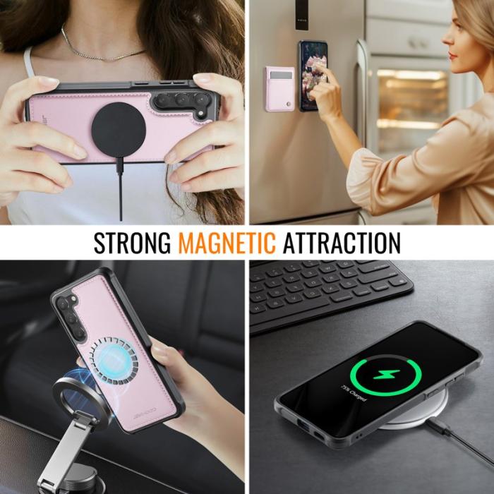 JEEHOOD - JEEHOOD J06 Konstläder fodral till Samsung Galaxy S23+ - Rosa